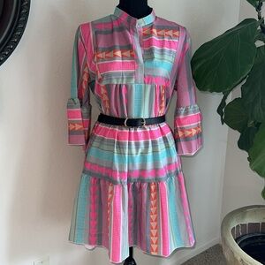 AVA Women’s CHIC V-NECK COTTON HEMP SUMMER DRESS Size Medium NWOT